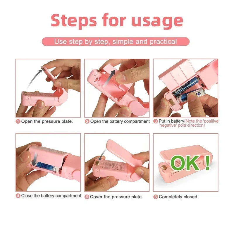 1pc Mini Handheld Snack Sealer,Compact ABS Plastic Bag Sealer for Freshness, Easy-to-Use Kitchen Gadge,Portable Sealer Packaging
